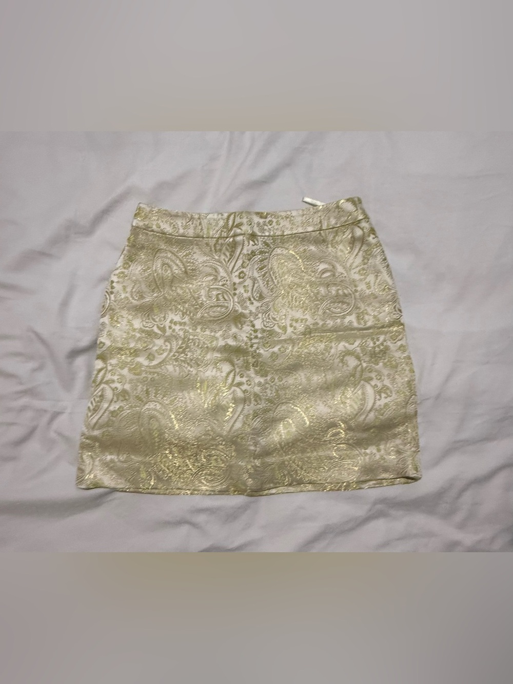 Banana Republic Metallic Gold Paisley Mini Skirt